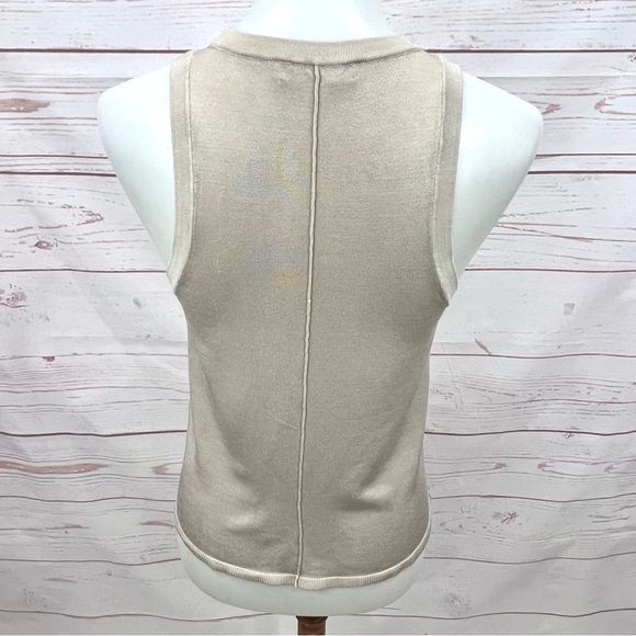 Anine Bing Sleeveless Noel Sweater Knit Tank Top Champagne Beige - Picture 6 of 15